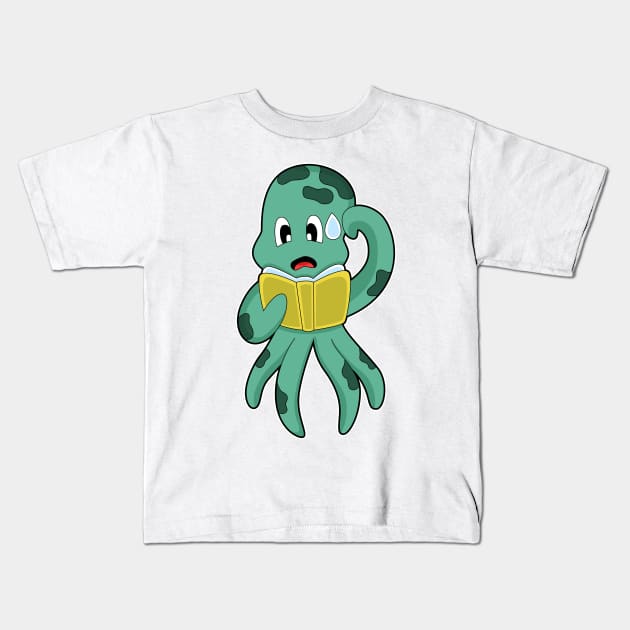 Octopus Nerd Book Kids T-Shirt by Markus Schnabel